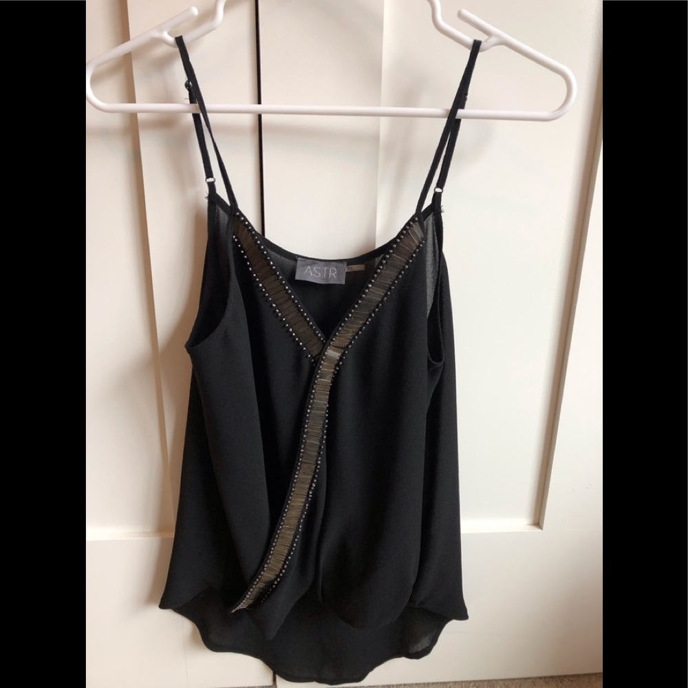 Black Camisole blouse with metal accent